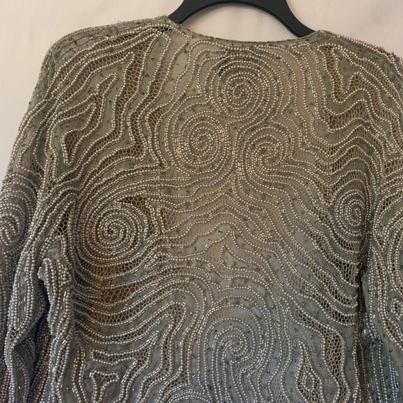 Halston Vintage Silk Hand Beaded Bugle jacket very Rare - Picture 15 of 16